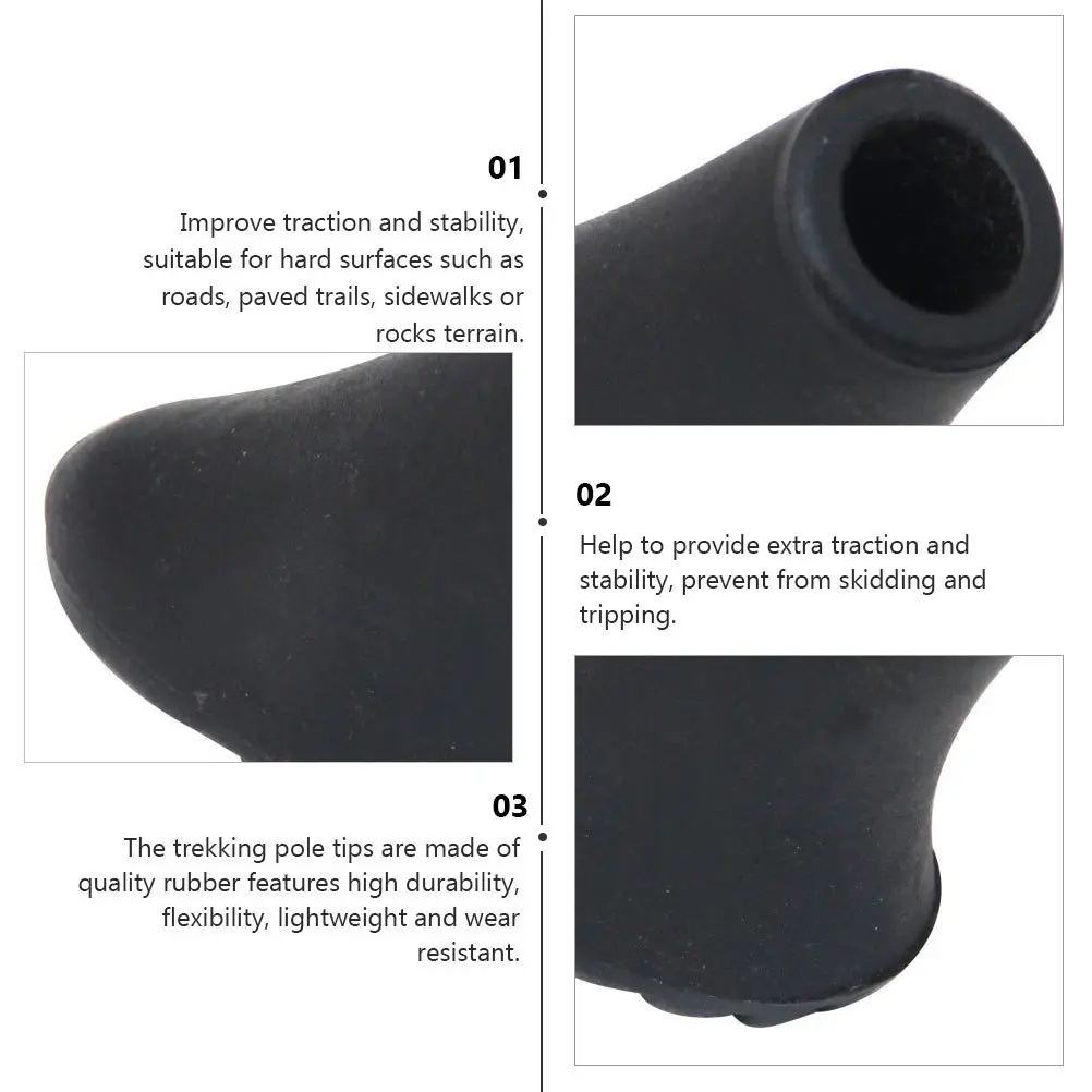 

5Pcs Replacement Rubber Tips for Trekking Poles Thickened Pole Tip Protectors Improve Grip Prevent Wear for Hiking Walking