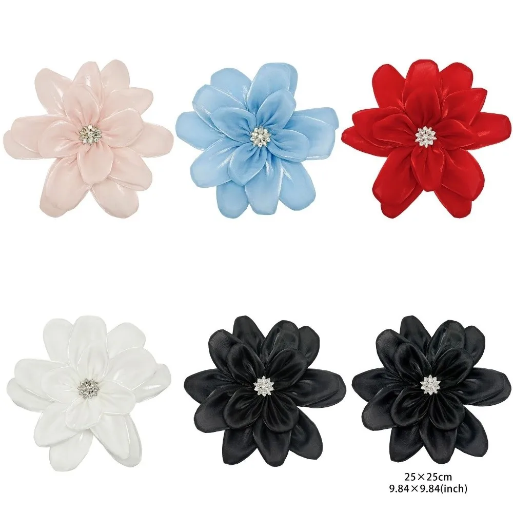 Rhinestone Floral Fabric Applique Satin Chiffon 3D Flower Flower Clothing Patch Multi-layer DIY Headdress Clothing