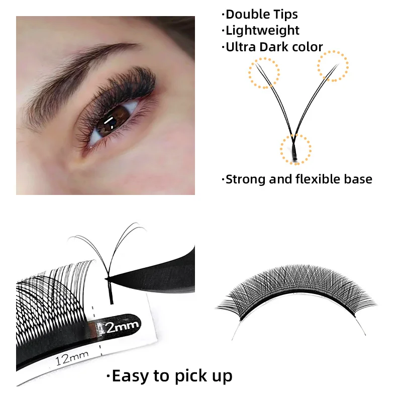 LOVE LASHES YY Shape Lash Fake Natural Eyelash Extensions C/D Brazilian Volume Fan Lash Hand-woven Cilios YY Double Tip Lashes