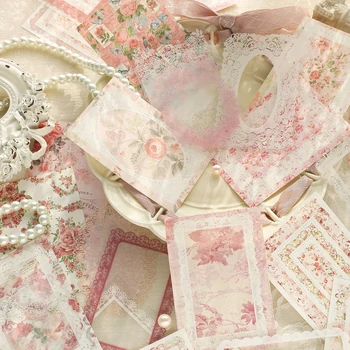 TIANZI 25 adet/kitap Memo pedleri malzeme kağıt dantel çiçekler önemsiz dergisi Scrapbooking kartları Retro arka plan dekorasyon kağıdı