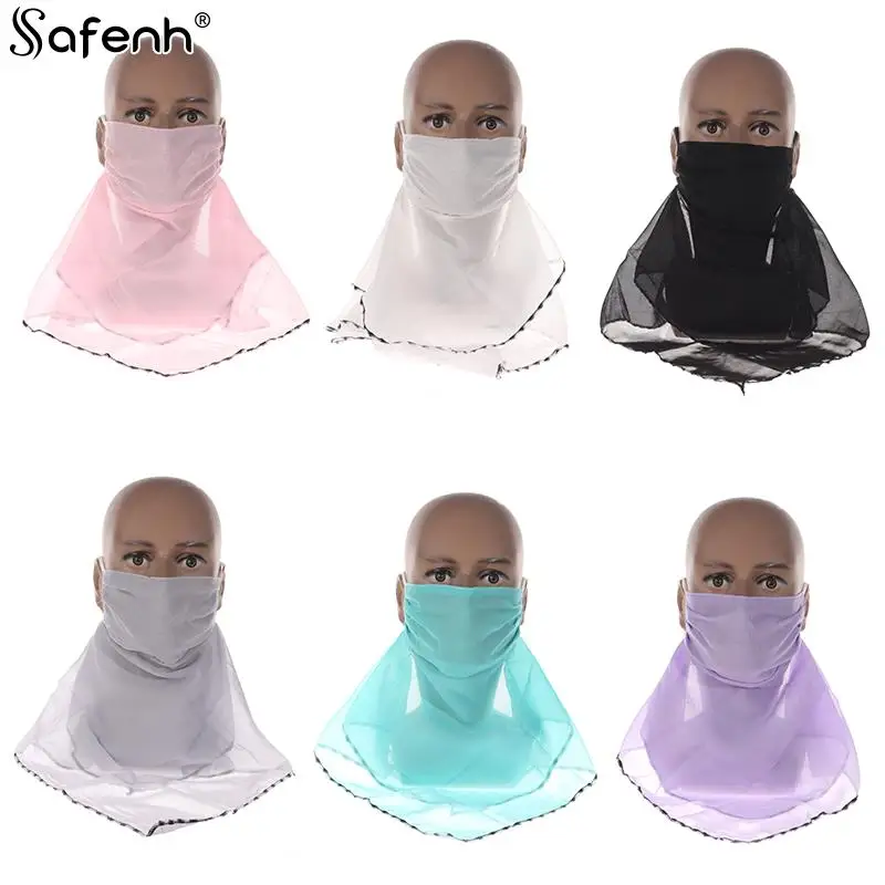 Fashion Women\'s Large Neck Protector Riding Scarf Sun Protection Silk Scarf Summer Outdoor Hanging Ear Cycling Mask Sunshade