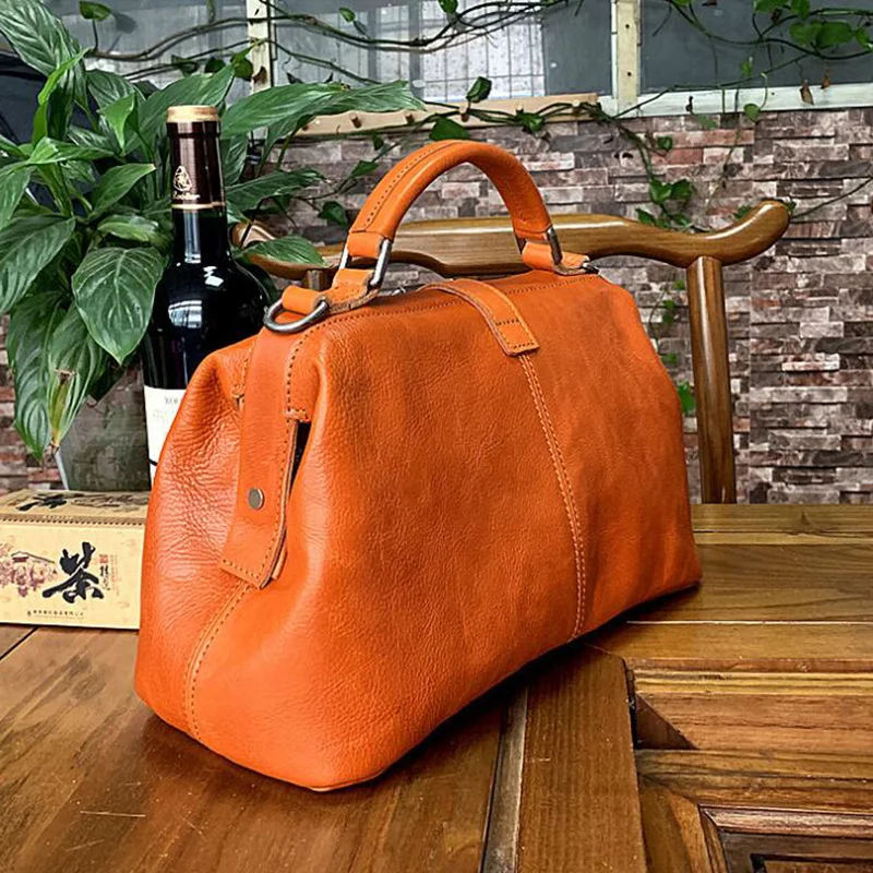 Top Quality Genuine Leather Women Shoulder Bag Long Strap Doctor Bags Vintage Woman Handbag Cow Leather Women Bags 2024