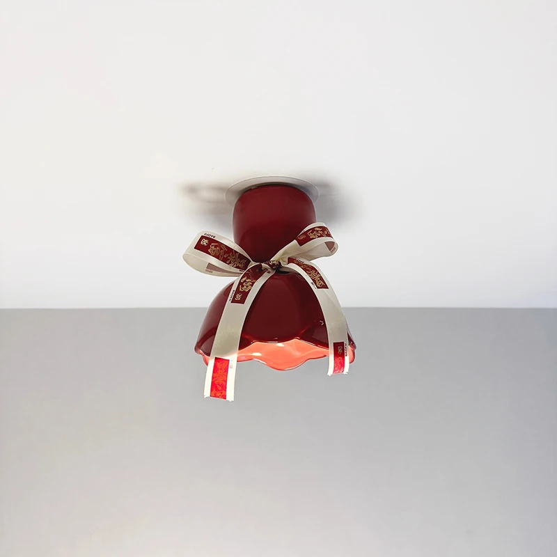 Red Bouquet Ceramic Ceiling Lamps Dessert Shop Coffee Shop Decor Lamp Art Creative Home Decor Porch Corridor Aisle Ceiling Light