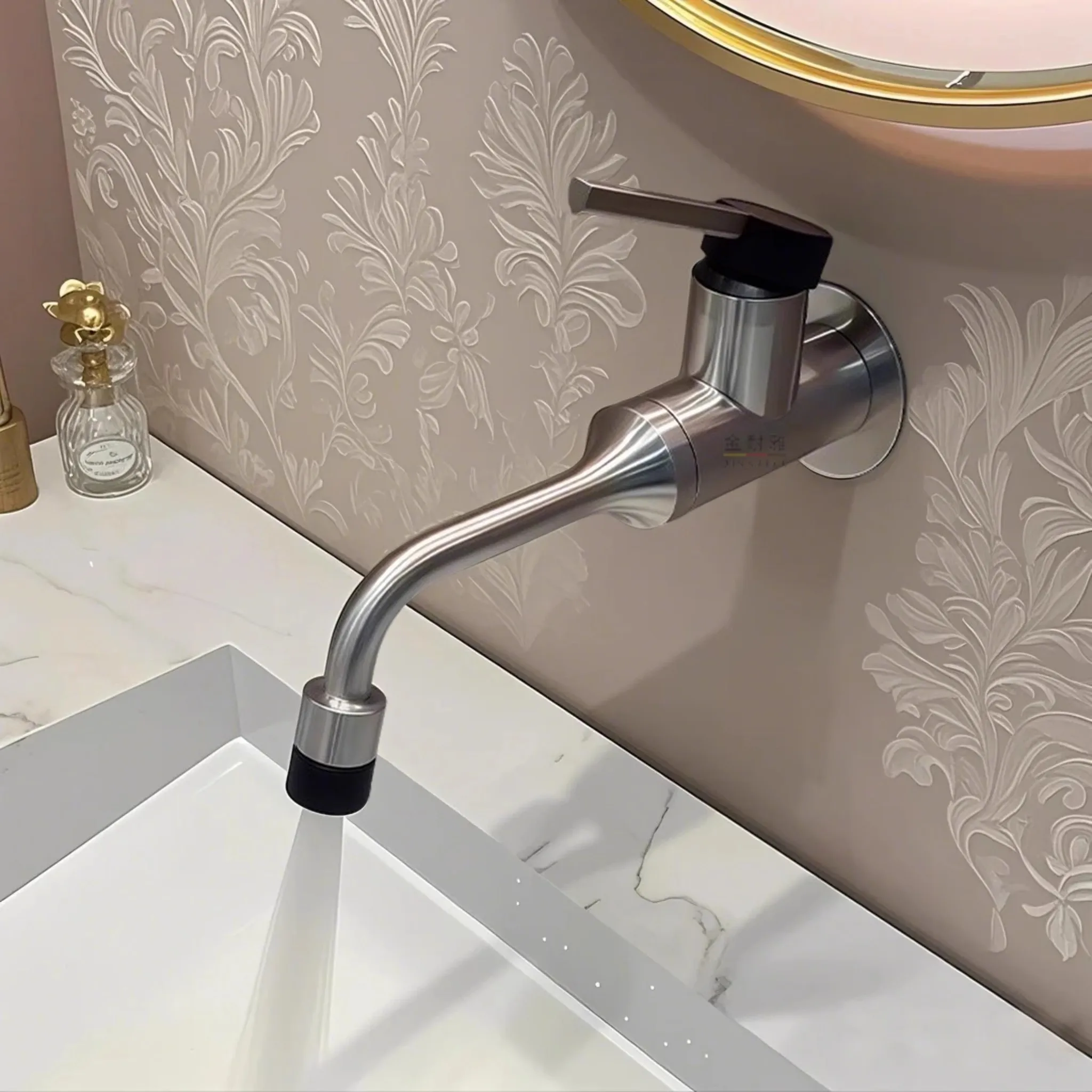 New Arrival Basin Faucets SUS 304 Bathroom Sink Faucets Hot Cold Wall Mounted Mixer Water Tap Top High Quality