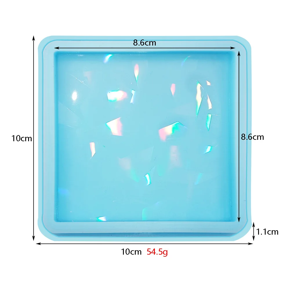 Laser Holographic Silicone Coaster Mold DIY Square Round Irregular Coaster Crystal Epoxy Resin Mold