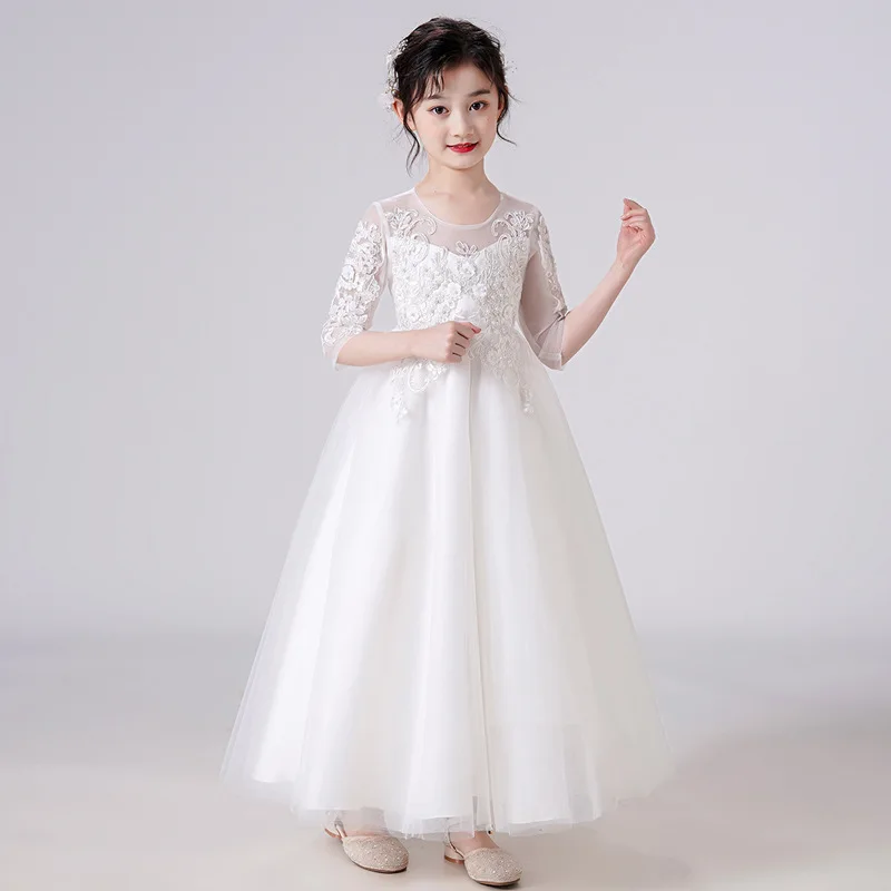 

Children's Piano Performance Elegant Princess Dress Birthday Girls Party Dresses Fashion Lace Bridesmaid Wedding Dress Costume