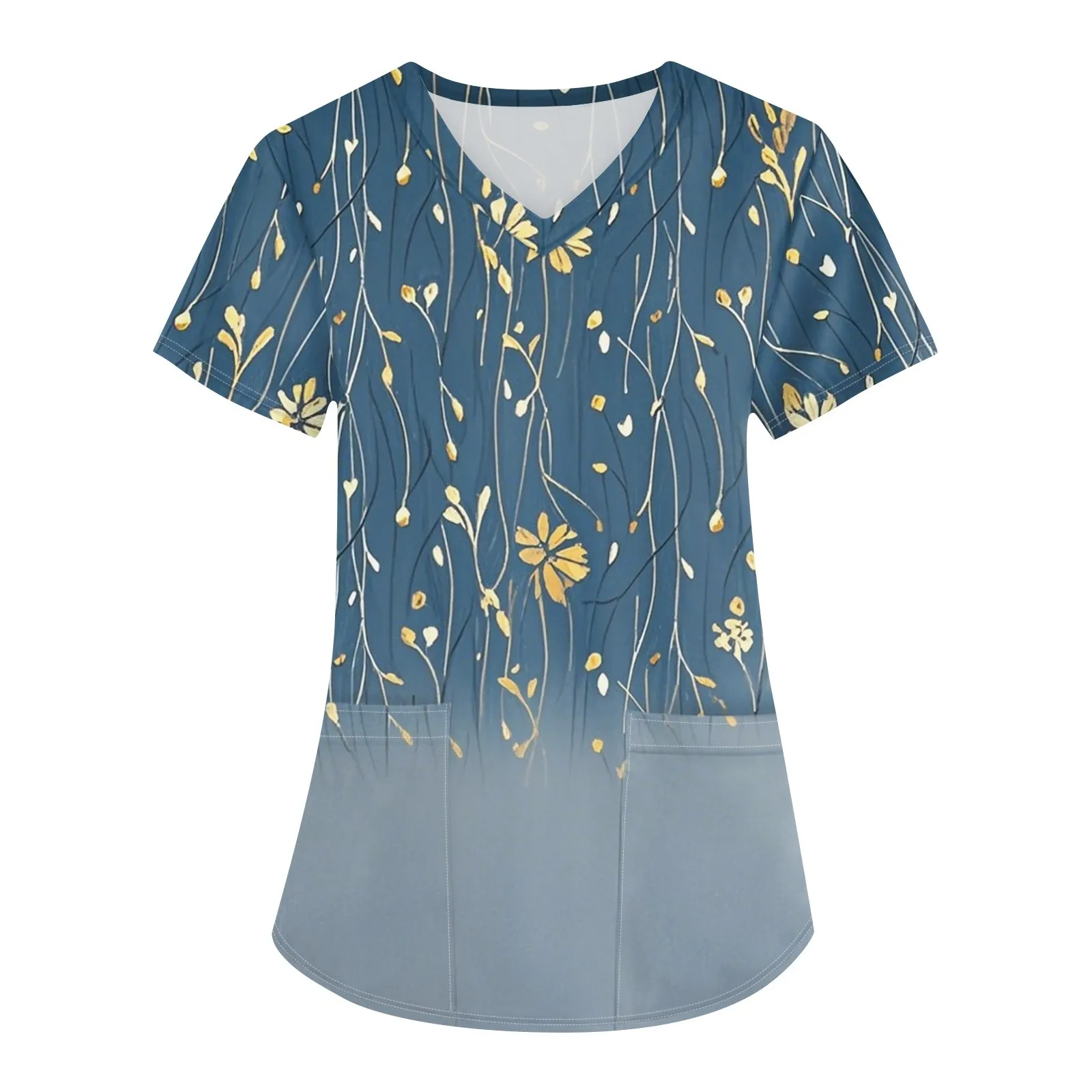 Vrouwen Verpleegstersuniform 3D Onafhankelijkheidsdag V-hals Zak Medische Uniformen Mode Verpleging Uniforme Dames Werkkleding Valdtua Natura