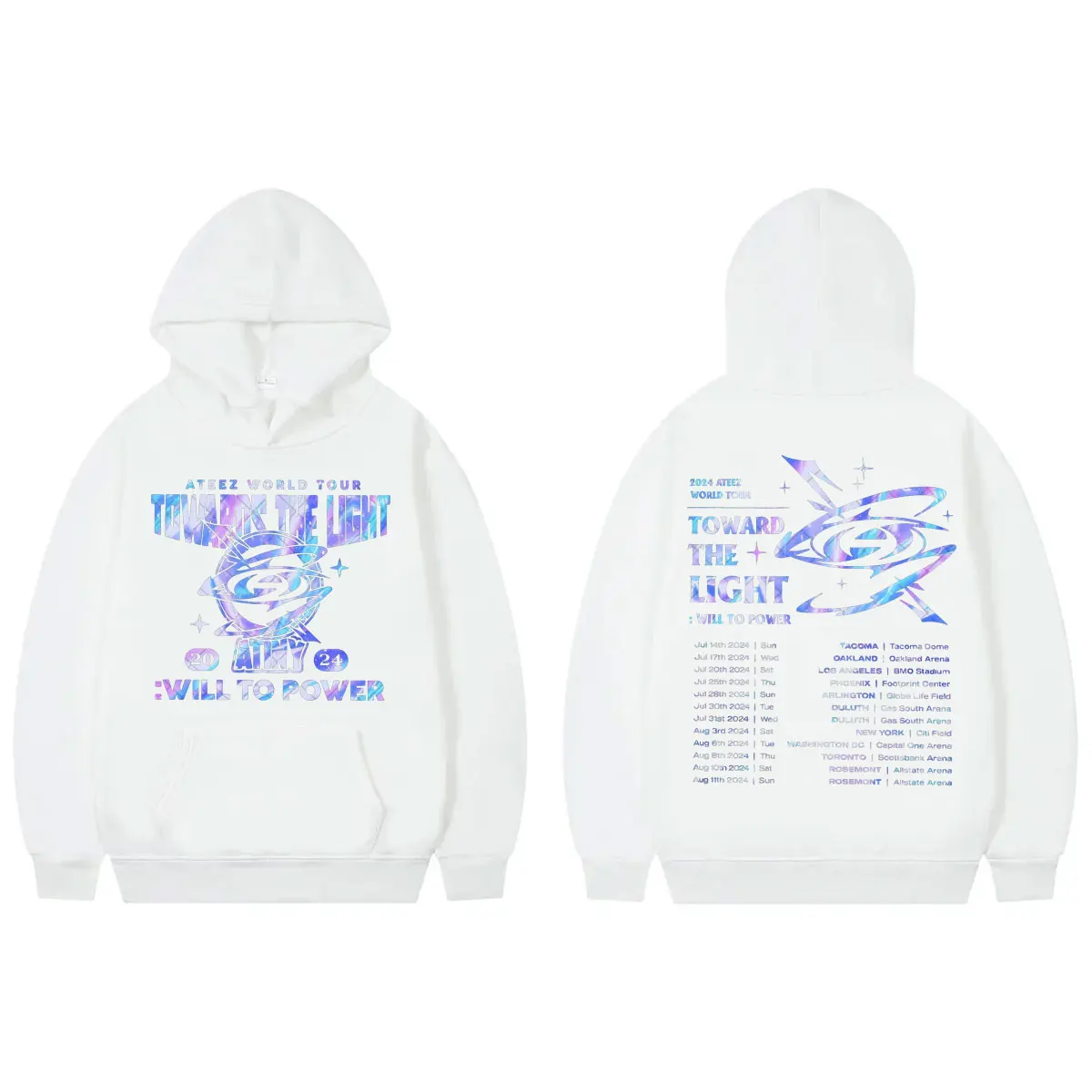 Kpop Ateez World Tour 2024 Hoodie pria wanita Vintage, ukuran besar bulu bertudung Sweatshirt mode kasual lengan panjang pullover