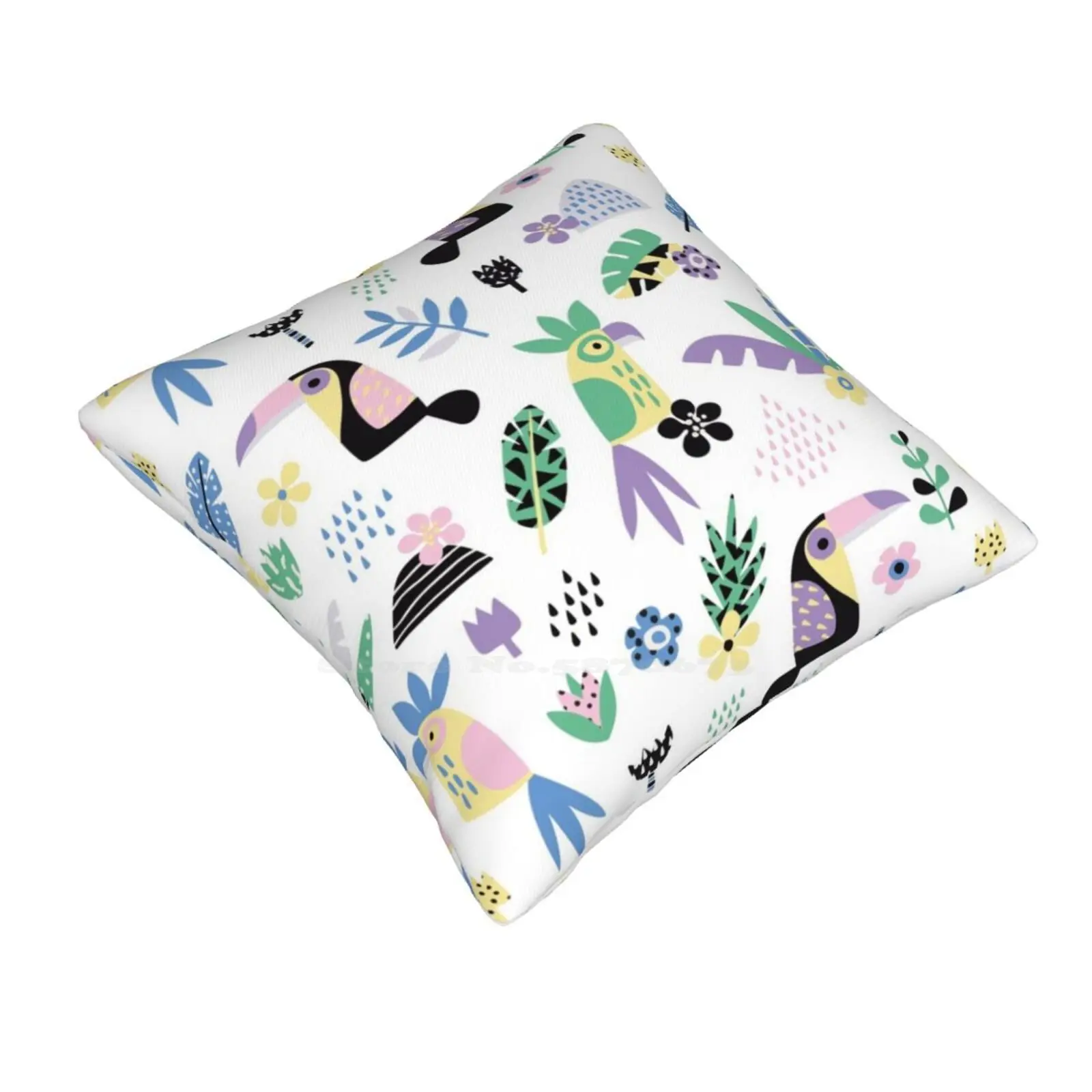 Tropical Summer Bedroom Office Hug Pillowcase Tropical Bird Flower Toucan Parrot Floral Plant Leaf Palm Vector Pop Art Children