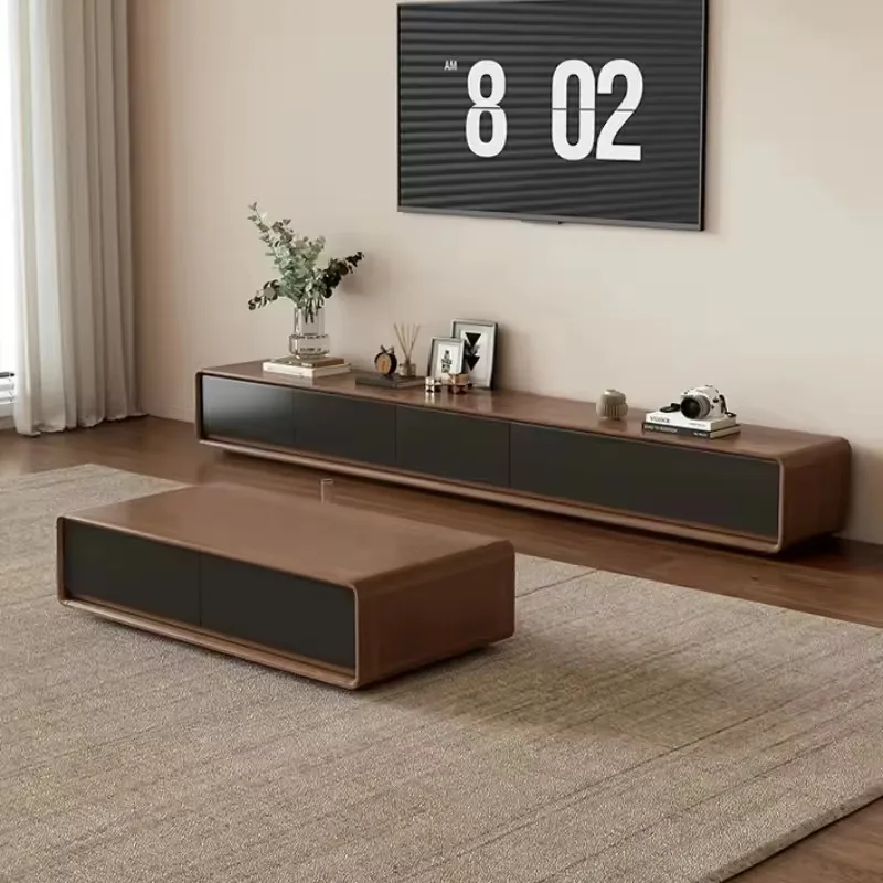 Compact TV Console and Coffee Table Combination Slim Wall Mount