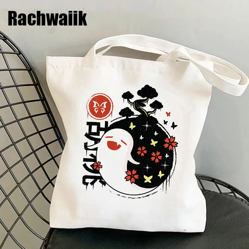 Genshin-Bolso de compras de impacto, bolso de compras Harajuku, bolso de hombro de lona para mujer, Ulzzang divertido ecológico de gran capacidad