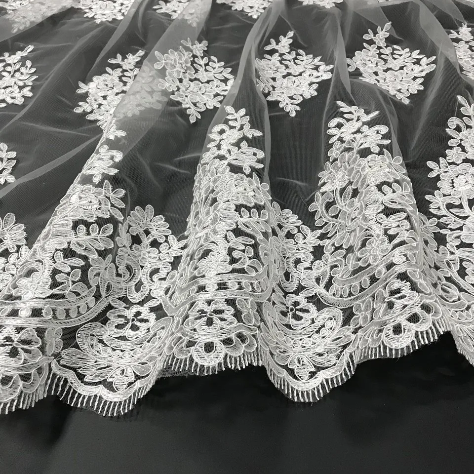 African Lace Fabric 2023 High Quality Lace 5 Yards with Beaded Nigerian Lace Fabrics for Dress French Tulle Lace Fabric