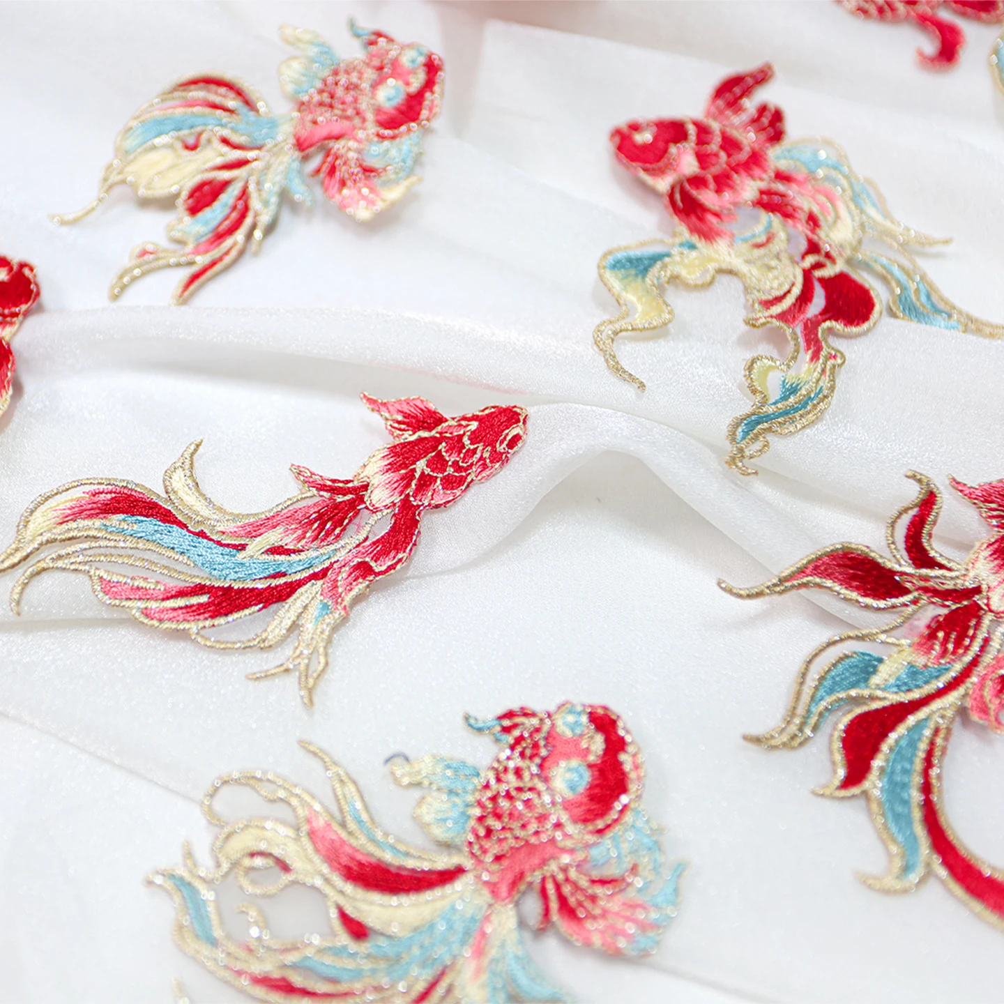 Embroidered Koi Cloth Patch, Hanfu Qipao Patch, Broken Hole Decoration, Home Fabric Embroidery 1pair