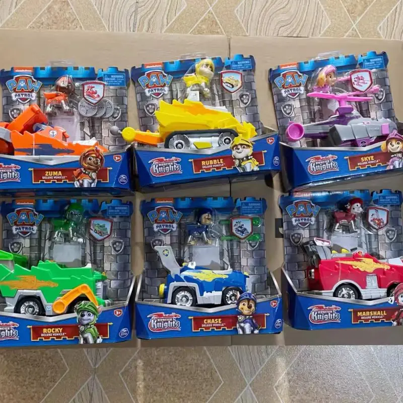 Genuine Paw Patrol Pull Back Car Series Vehicle Car Ryder Tracker Everest Chase Rex Skye Rocky Marshall Action Figure Gift Toy