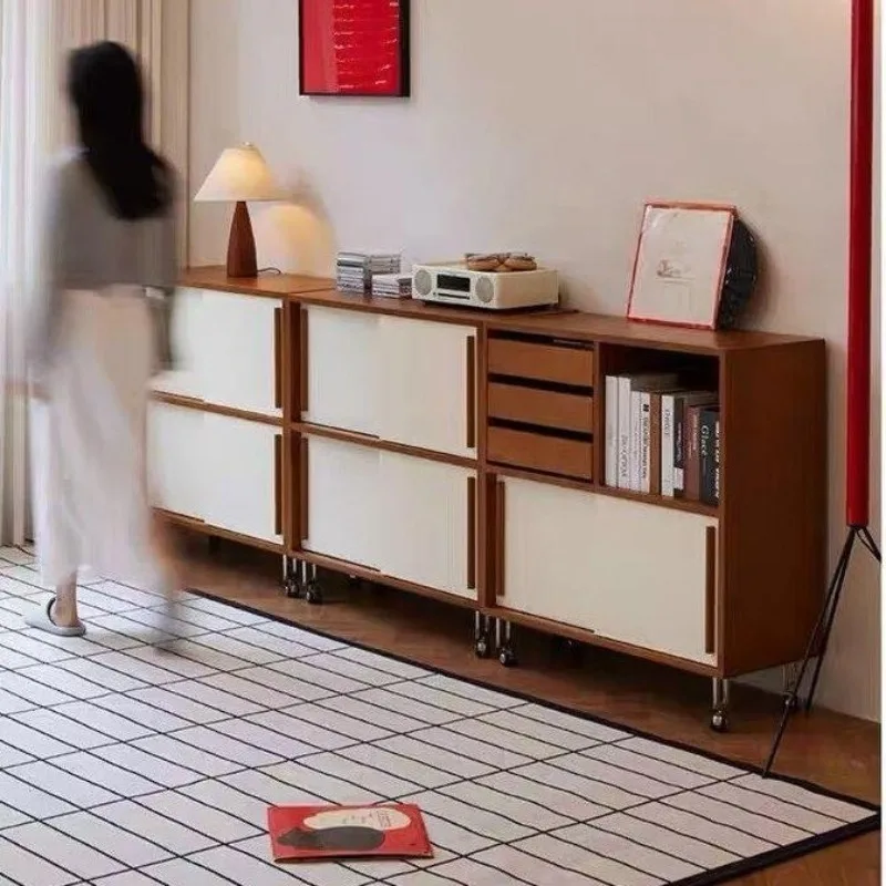 Solid wood bookcase combination removable living room locker storage cabinet display cabinet low cabinet
