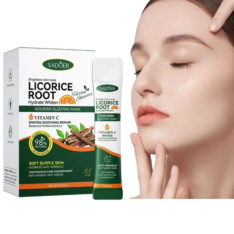 20pcs Licorice Vitamin C Sleeping Face Mask Facial Creams Masks Moisturizing Brightening Firming Facial Masks Skin Care