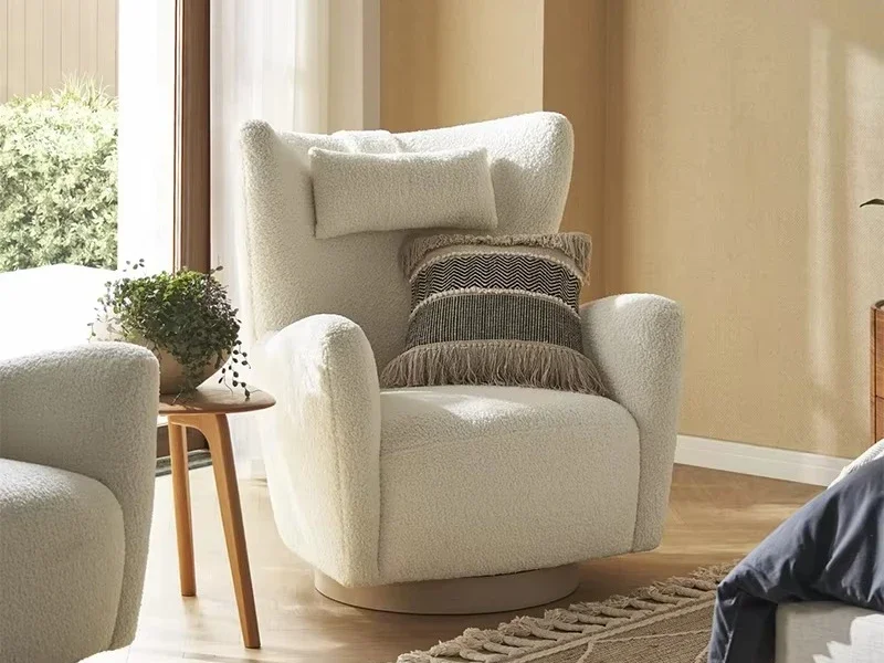 

Nordic modern lounge chair leisure chair leisure furniture home office rotating wood fabric comfortable