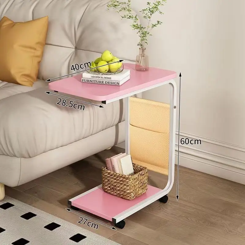 Side table small coffee table movable living room sofa side corners pulleys mini tea table minimalist bedroomEnd Tables