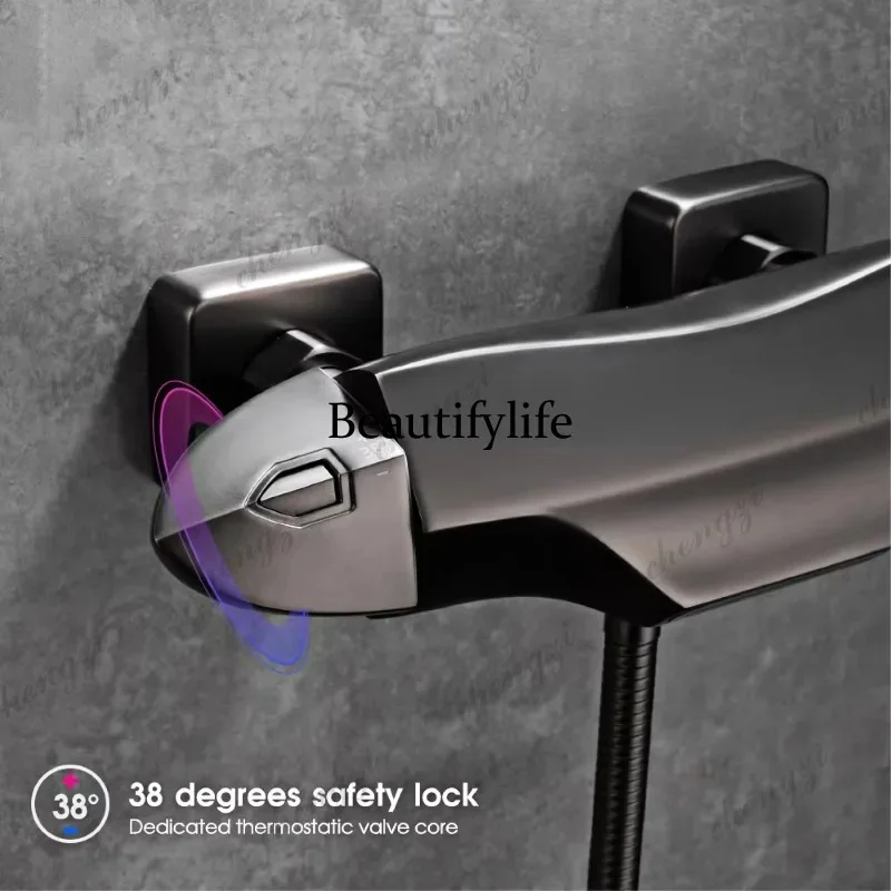 F4567 Luxury brass Gold bathroom faucet with simple constant temperature design Dual control of Hot & Cold 2 function bathtub Mi