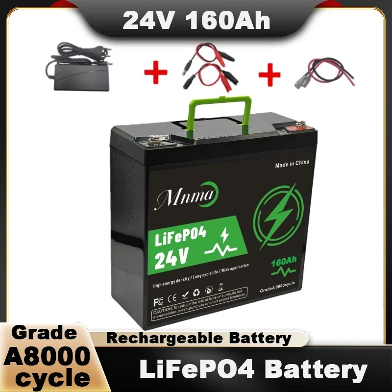 LiFePO4 Battery 24V 220Ah, 8000+ Cycle Life, Suitable for Solar Power Systems, RVs, Boats, Off-road Travel, and Fishing
