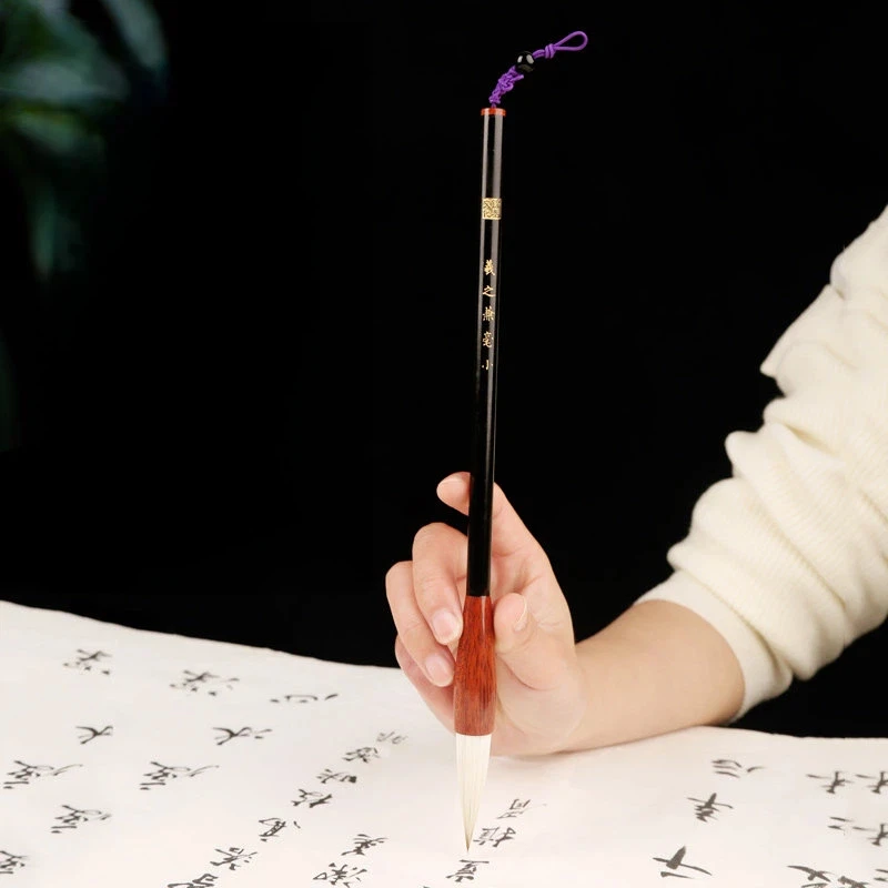 Mixed Hair Bucket Calligraphy Brush Purple Sandalwood Sour Branch Wood Handle Large Regular Script Brush Calligraphy Creation