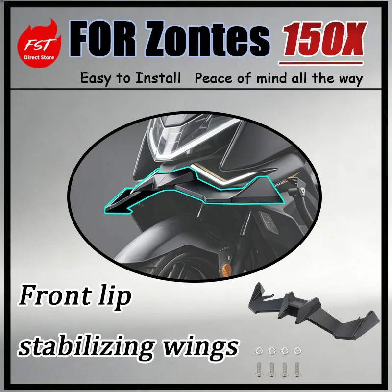 For Zontes 150X Front Lip Stabilizer Wing Decorative Air Dam Matte Anti-UV Coating Fade-Resistant Dedicated Auto Part