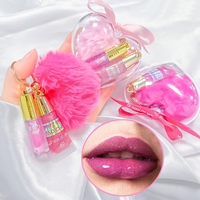 Love Portable Lip Gloss Durable Makeup Ball Pendant Set Lip Oil Holiday Gift