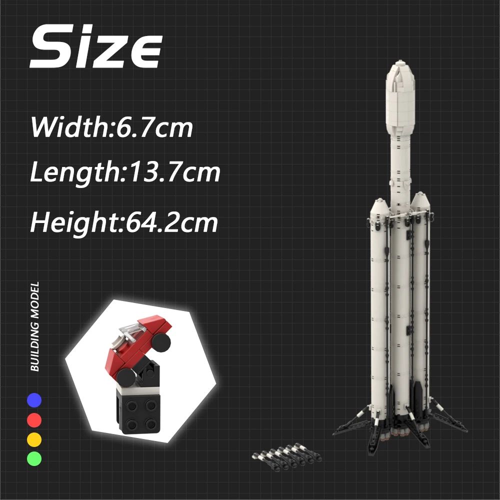 MOC-75766 SpaceXS Falcon Heavy Rocket Saturn V Scale Spaceship Building Blocks Set Idea Assemble Bricks Toys Boy Birthday Gift
