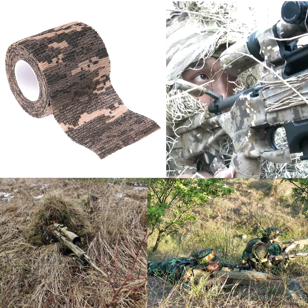 

Камуфляжная невидимая лента, камуфляжная форма, самоклеящаяся камуфляжная тканевая лента для охотничьей винтовки, камуфляжная лента, аксессуары для кемпинга на открытом воздухе