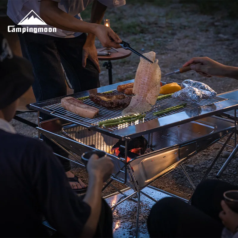 

MT-065 оборудование для кемпинга на открытом воздухе, платформа для вжигания из нержавеющей стали, портативная складная подставка для костра, платформа для барбекю