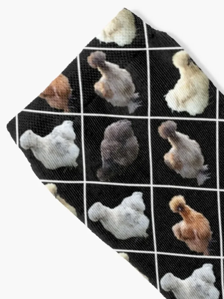 Silkie Bantams on Black Diamonds Socks Running christmass gift Argentina Girl'S Socks Men's