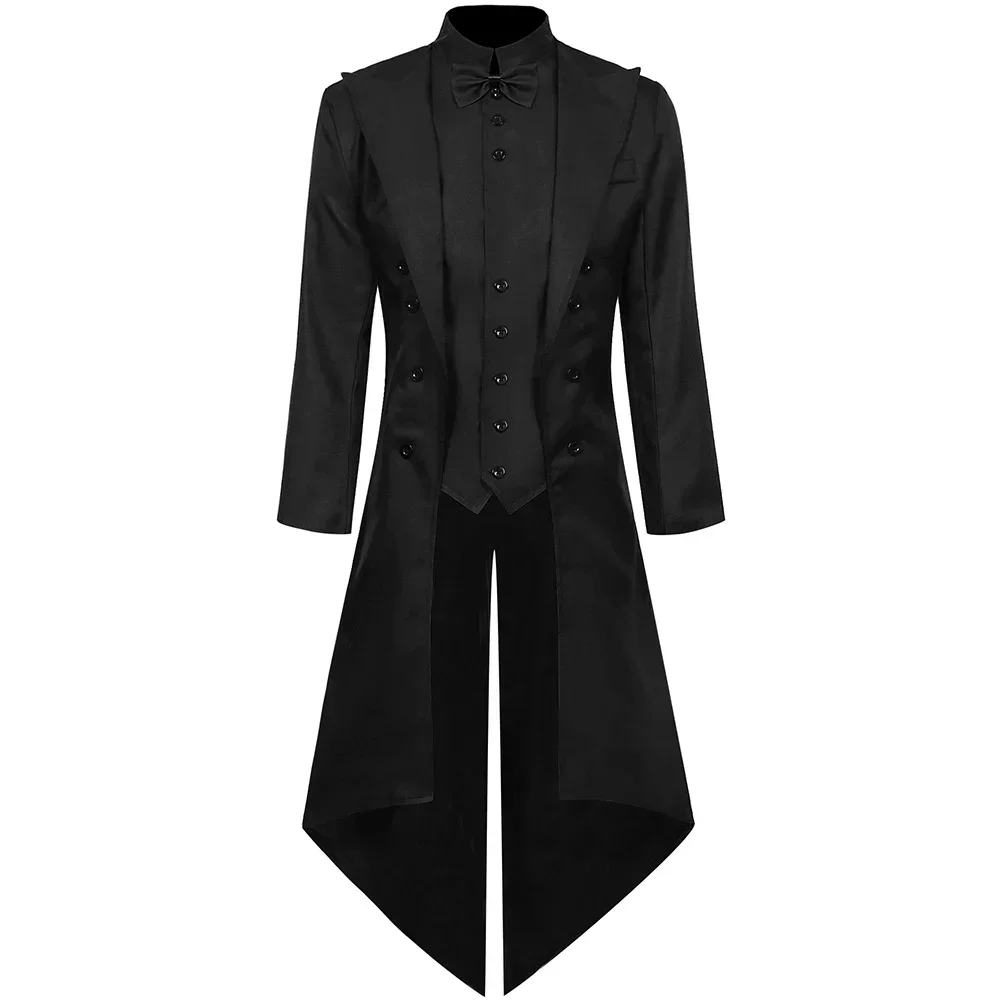 New Mens Halloween Tailcoat Gothic Victorian Tailcoat Jacket Steampunk Medieval Cosplay Costume Coats Vintage Party Male Jackets