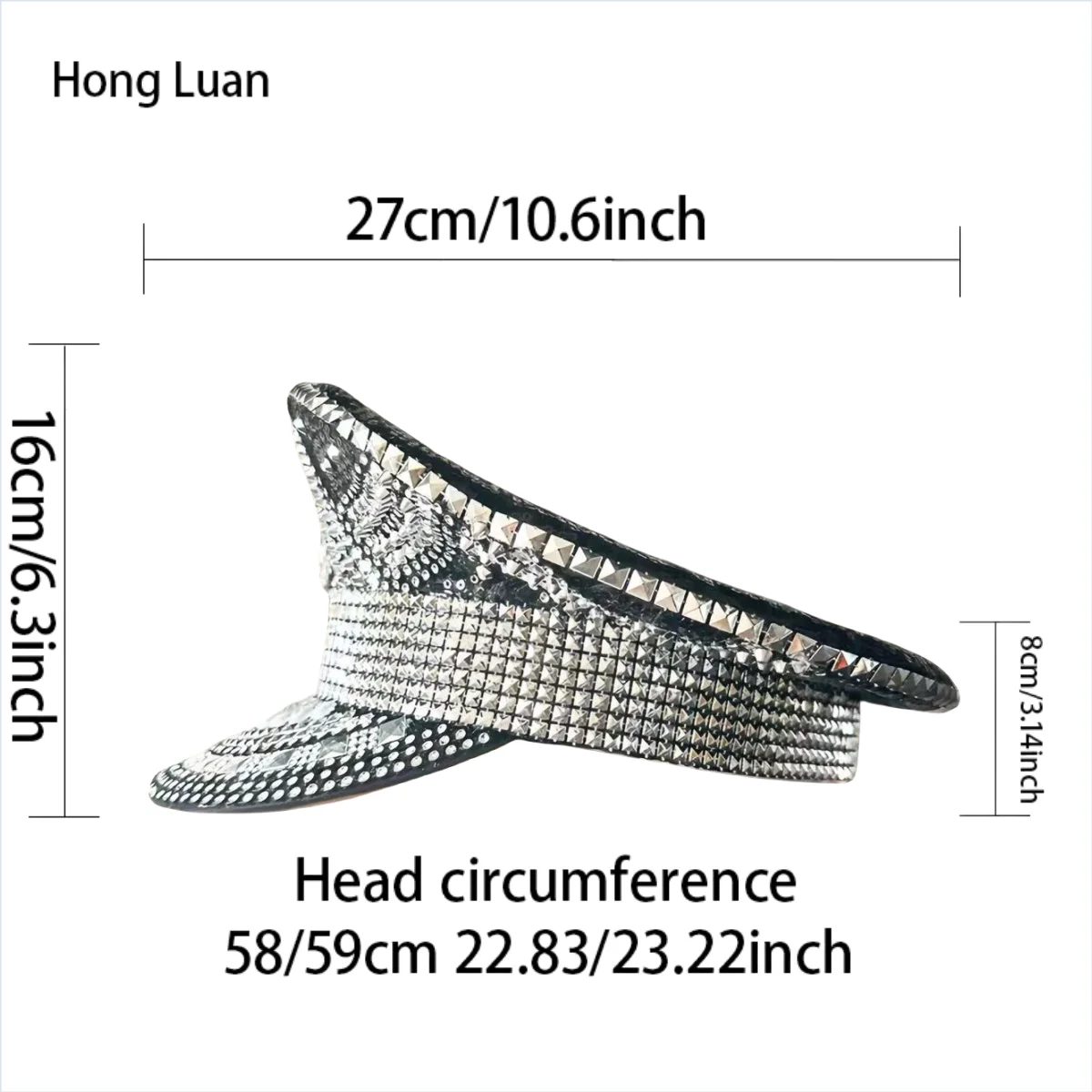 قبعة كابتن Steampunk سوداء فاخرة من HongLuan مصنوعة من حجر الراين لمهرجان رجل محترق، إكسسوارات عسكرية عتيقة وقبعة رجل