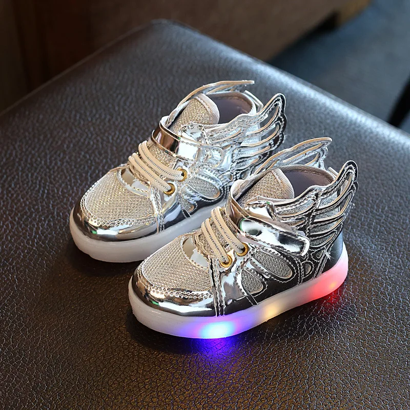 Children\'s New Spring Autumn LED Luminous Flashing Shoes Wing Children\'s Shoes Treasure Shoes Boys Girls\' Casual Sports Shoes