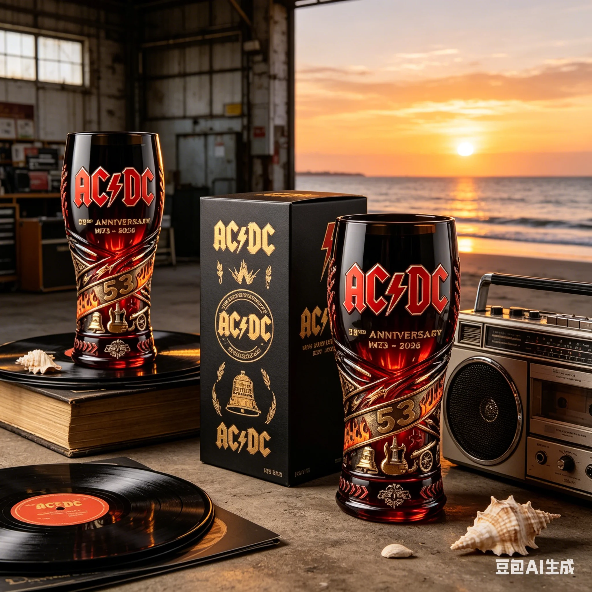 AC/DC 53rd Anniversary 3D Relief Beer Glass Collectible Bar Tumbler Classic Rock Band Design for Music Lovers And Fans
