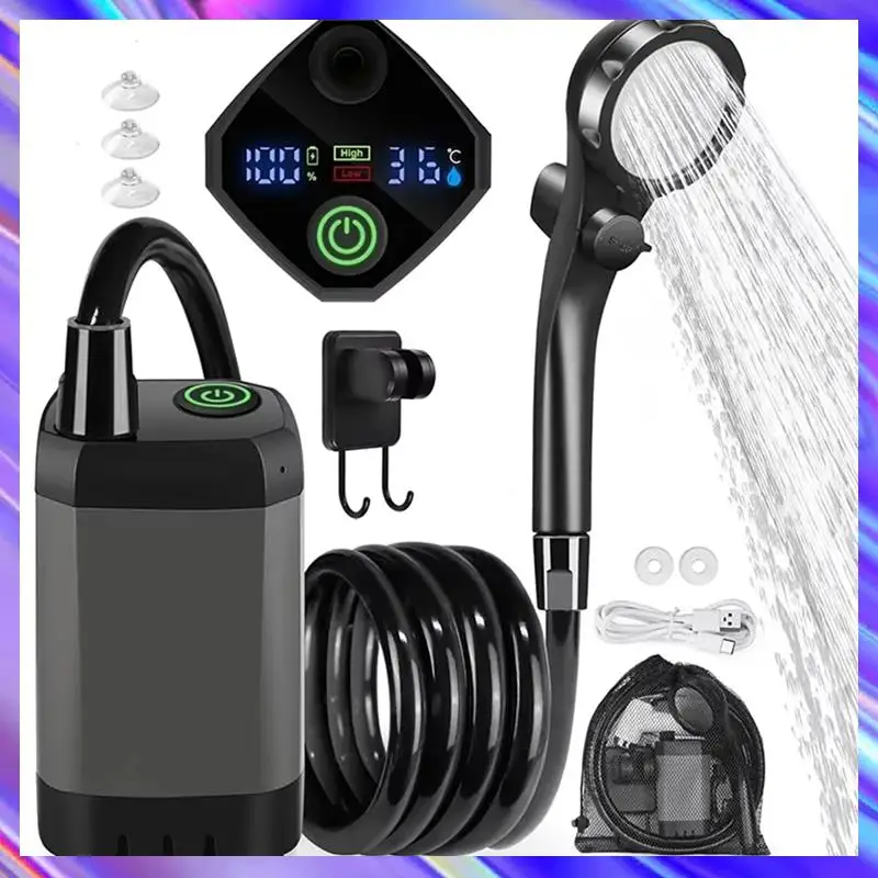 

L71A Rechargeable Portable Camping Shower,6000Mah Battery, Ideal For Outdoor Travel, Gardening Car Washing