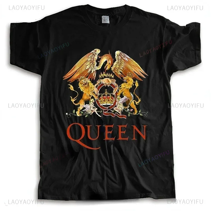 Fashion Brand Queen T Shirts Mens Loose Homme T Shirt Summer Women T-shirt Queen LOGO Rock Band Sweatshirts Soft Comfortable