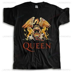 Fashion Brand Queen T Shirts Mens Loose Homme T Shirt Summer Women T-shirt Queen LOGO Rock Band Sweatshirts Soft Comfortable