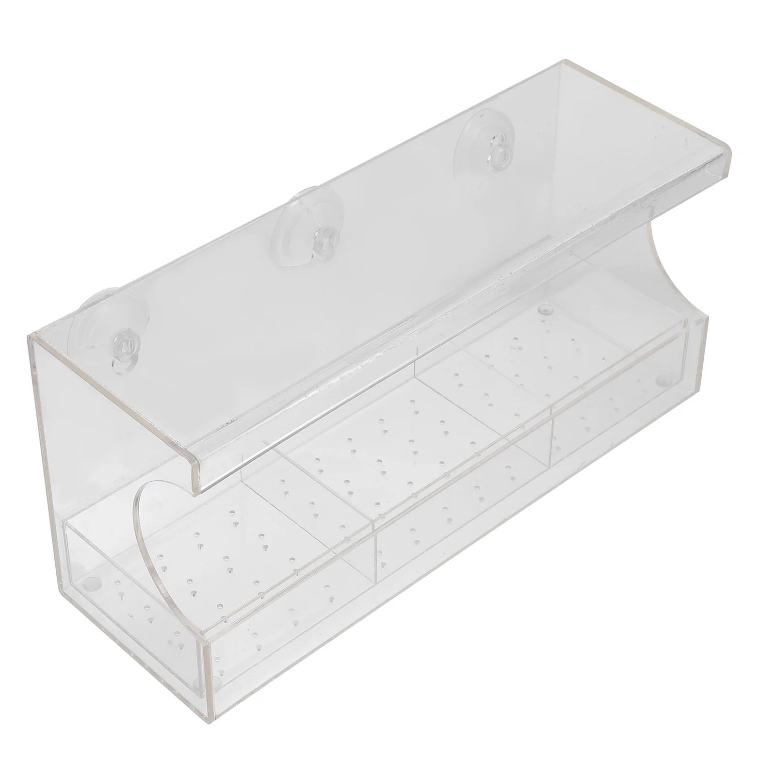 

Acrylic Bird Feeder with 3 Suction Cups Transparent Window Outdoor Parrot Food Container Easy Clean Bird Food Holder