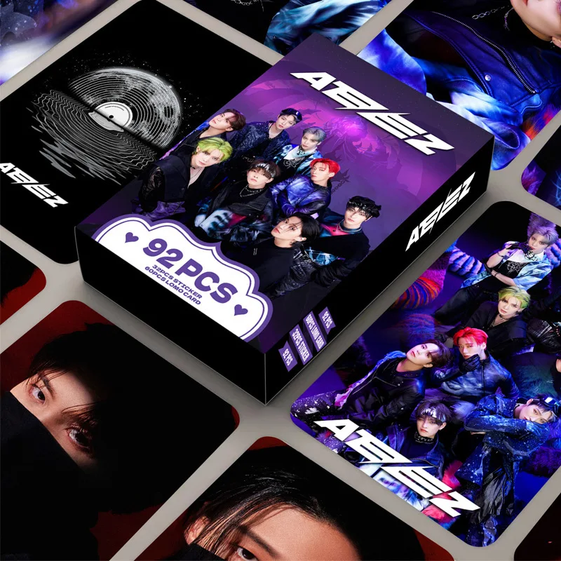 

92pcs/set KPOP ATEEZ Lomo Cards Photo Stickers HD Double Sided High Quality Photocard JongHo Yunho YEOSANG San Fans Gift