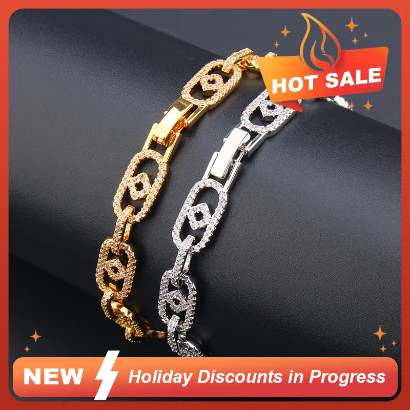 2024 Trend Diamond Bracelet for Women Hip Hop Set Zirconia 925 Sterling Silver Bracelet Party Women's Fine Jewelry Gift