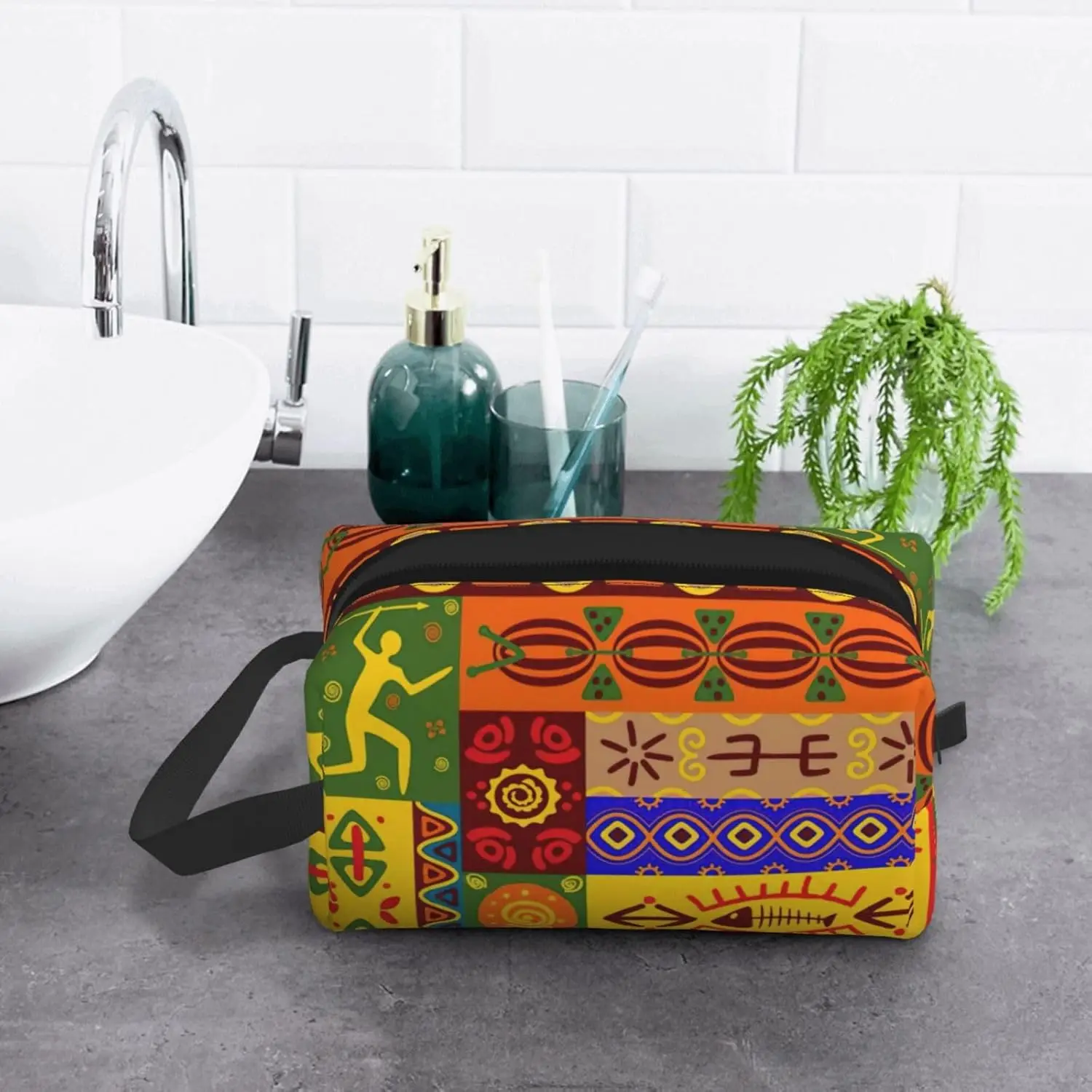 

Африканский национальный узор с принтом, большой емкости, косметический органайзер для женщин и мужчин, портативная дорожная косметичка