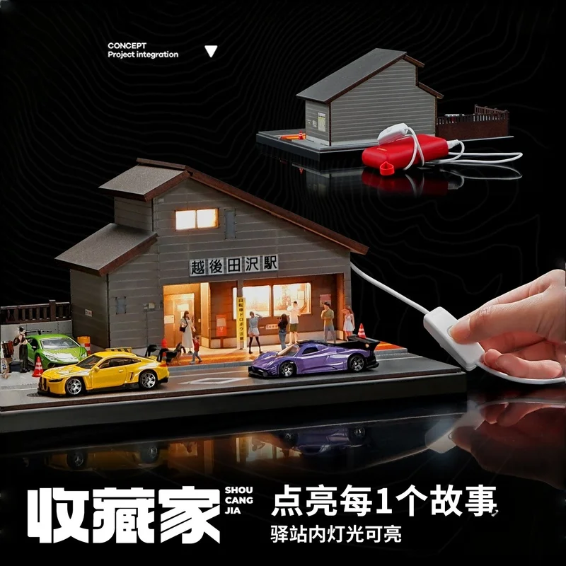 جامع 1:64 محطة قطار على الطراز الياباني نموذج مشهد مصغر دمية الدعائم طاولة الرمل الحلي عرض صغير الحجم #2