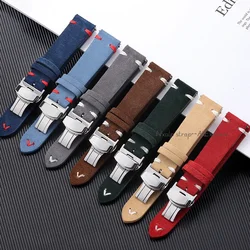 Vintage Suede Leather Watch Band for Omega for Seiko Quick Release Wristbelt Stitching Genuine Leather Bracelet 18mm 20mm 22mm