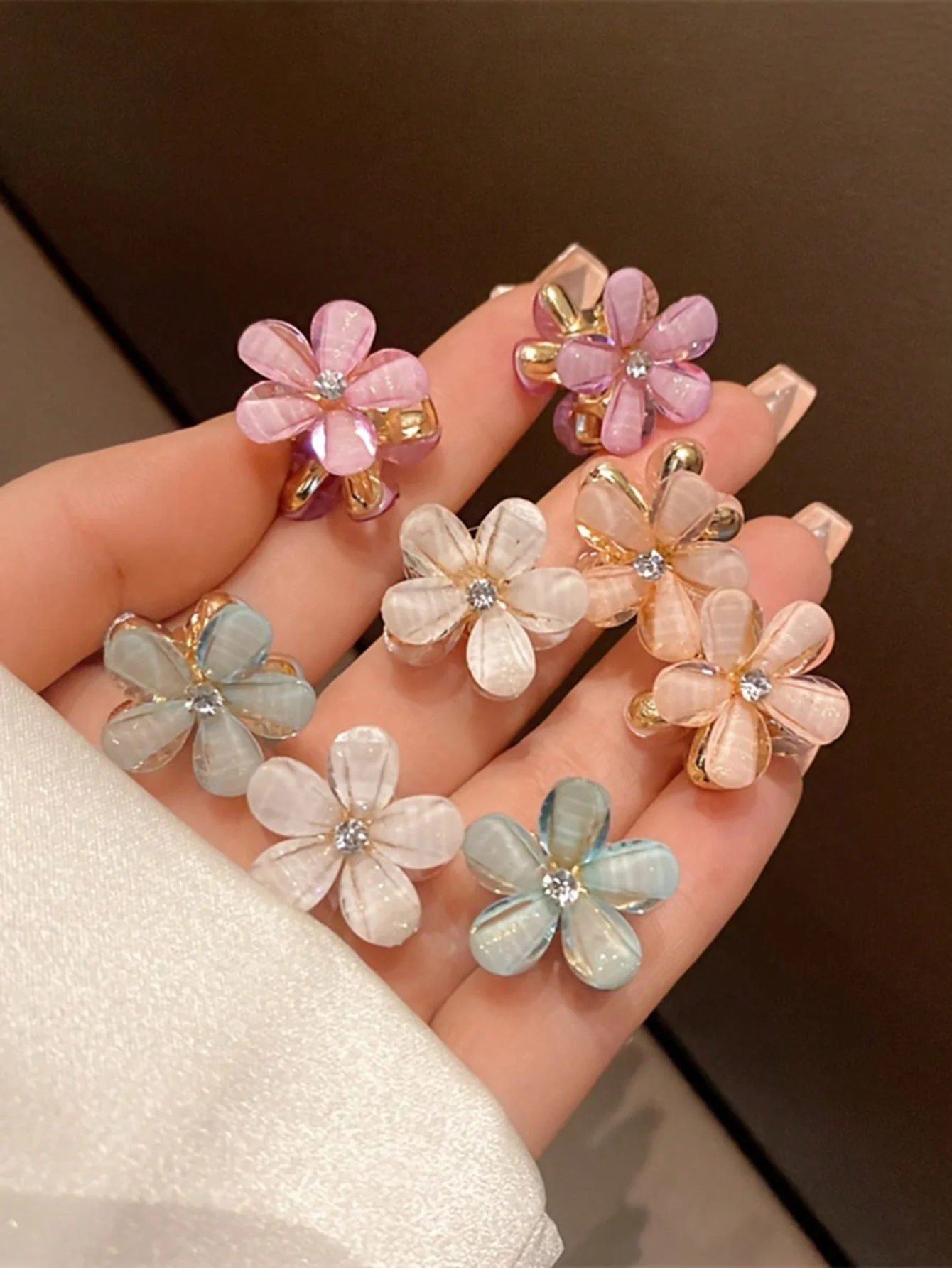 12Pcs exquisite flower mini size grab clip sweet hair clip women\'s side hair accessory bangs clip hair clip headband hair clip