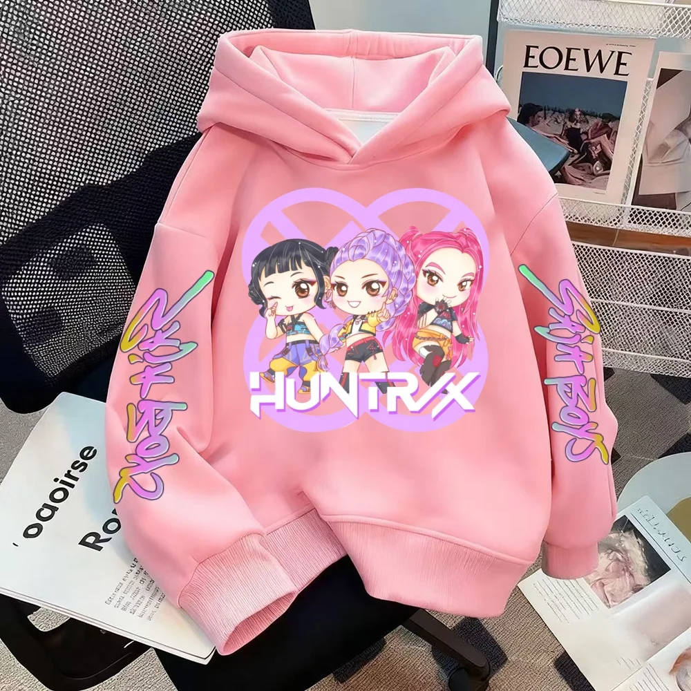 

Autumn Winter KPop Demon Hunters Anime Print Cotton Children Hoodies Long Sleeve Sweatshirt Casual Oversized Y2K Kids Tops