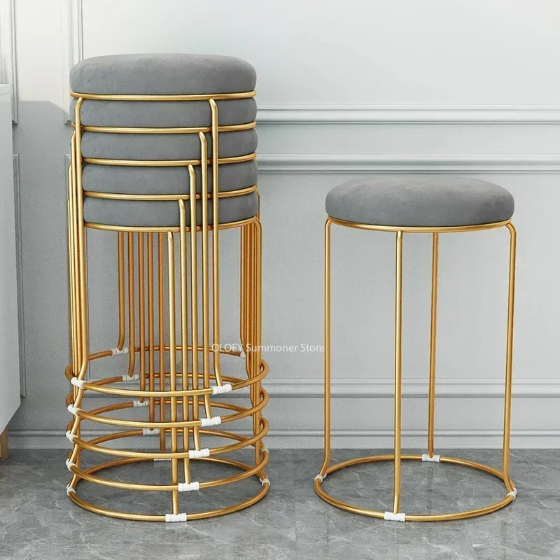 

Scandinavian Velvet Bar Chair Kitchen Lounge Salon Table Hotel Round Stool Chair Bathroom Outdoor Style Cadeira Furniture