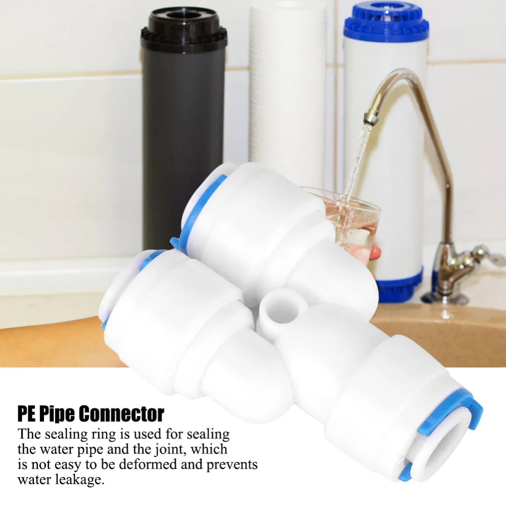 5PCS POM PE Pipe Connector G1/4 Thread White Water Purifier Connector Y Tee Shape Push-Fit Pipe Fittings Water Purifier System