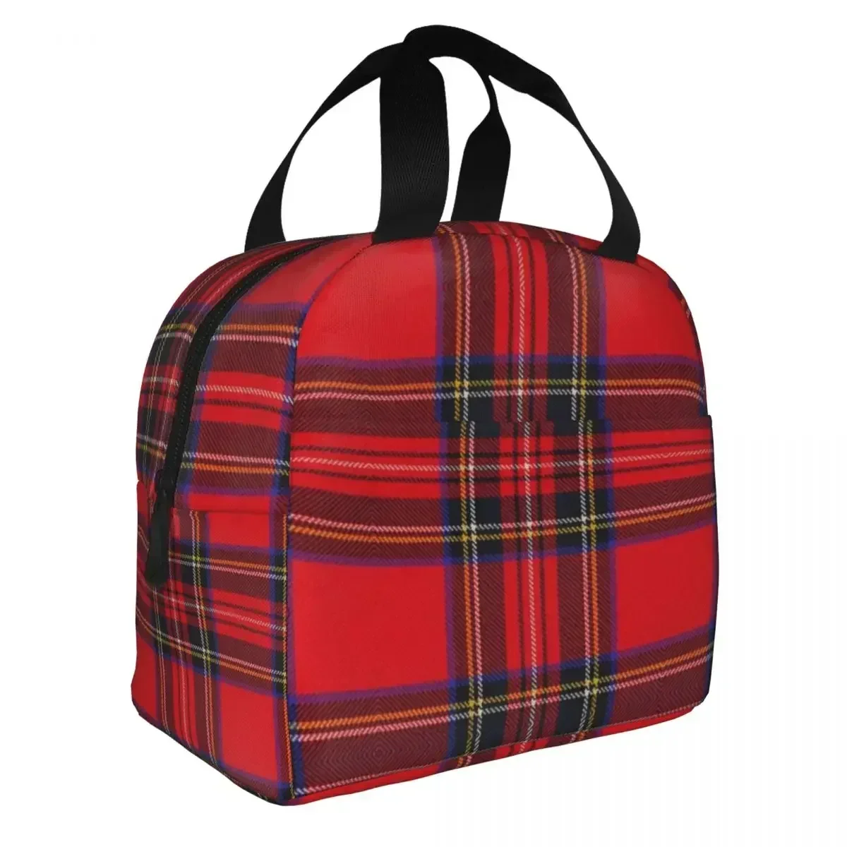 Christmas Royal Stewart Plaid Insulated Lunch Bag Thermal Bag Reusable High Capacity Lunch Box Tote Girl Boy Office Picnic