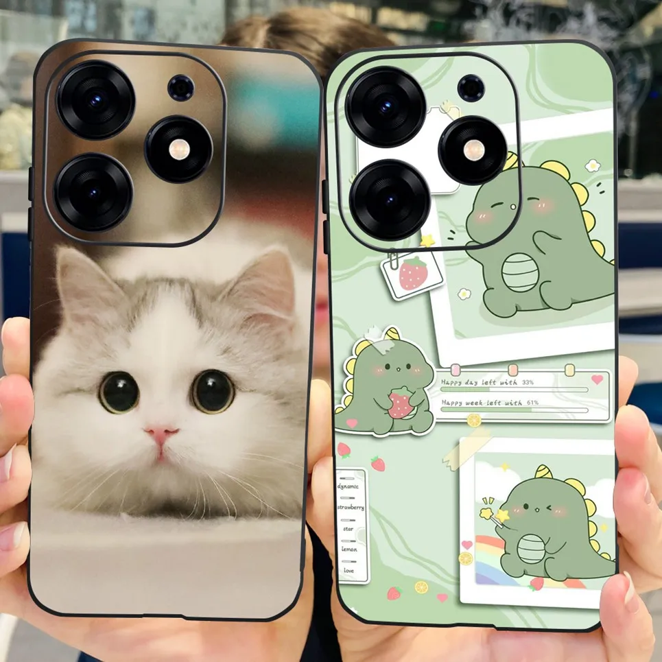For Tecno Spark 10 Pro Spark 10C Case  Spark 9 Pro Spark 8c spark 7 Back Cover Bumper Clear Soft TPU Silicone Cute Cat Cartoon